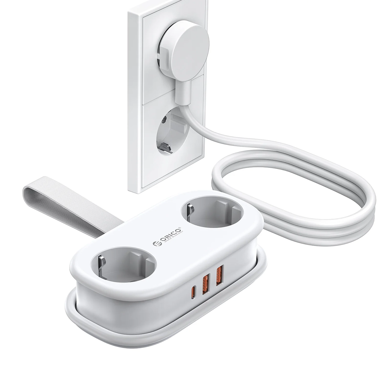 Orico APP 15.5W 5in1 удлинитель 2x AC + 2x USB-A + 1x USB-C - белый