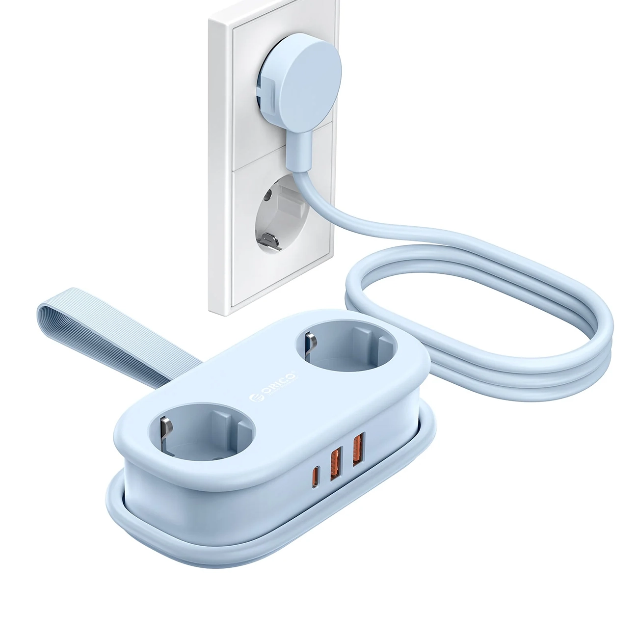 Orico AP3 20W GaN 5in1 удлинитель 2x AC + 2x USB-A + 1x USB-C - синий