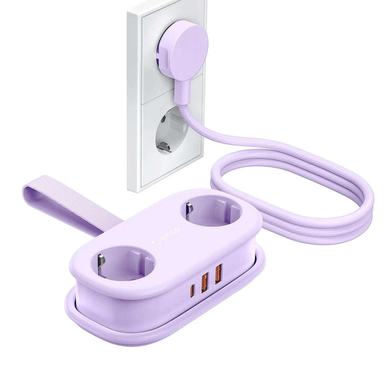 Orico AP3 20W GaN 5in1 удлинитель 2x AC + 2x USB-A + 1x USB-C - фиолетовый