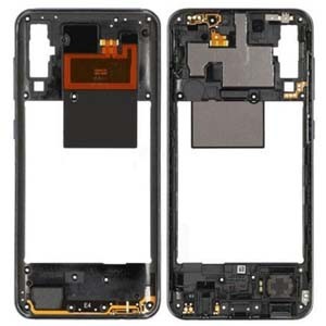 Средняя часть корпуса Samsung A505 A50 2019 Prism Crush Black с зуммером и боковыми кнопками, оригинальная (б/у, класс B)