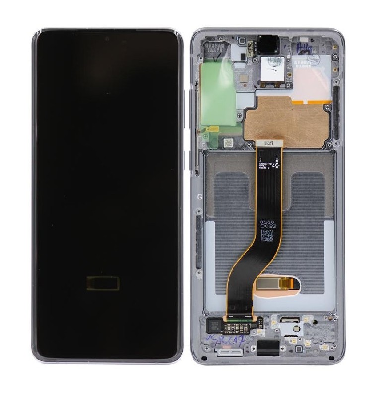 Ekranas Samsung G985F/G986F S20 Plus su lietimui jautriu stikliuku ir rėmeliu Cosmic Grey originalus (service pack)
