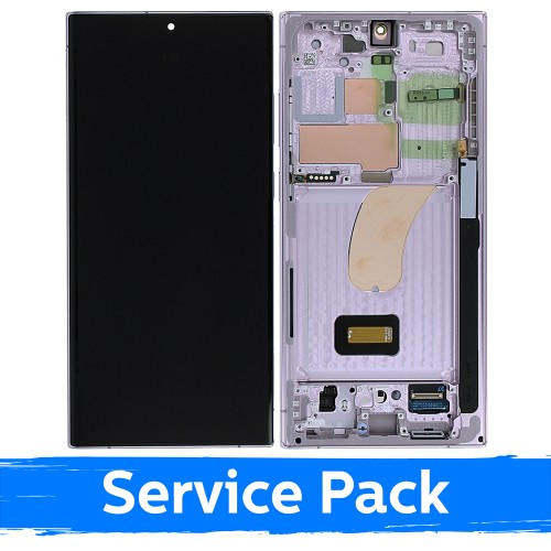 LCD дисплей совместим с Samsung S918 S23 Ultra с рамкой / Lavender / (Service Pack) +С АККУМУЛЯТОРОМ
