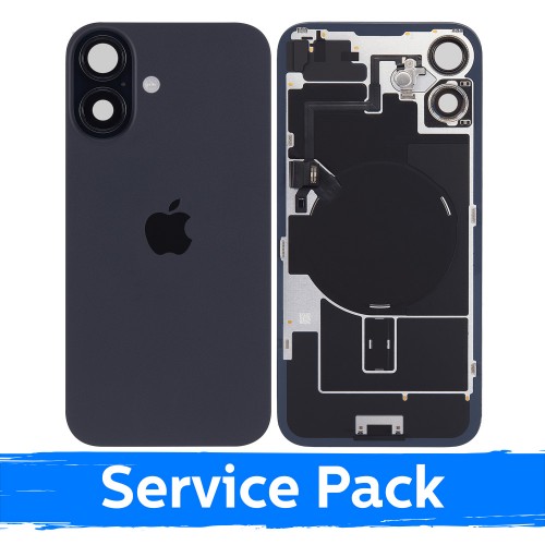 Back Cover Compatible With Apple iPhone 16 / Black / (Service Pack)