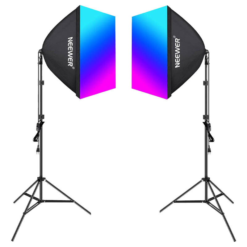 Rinkinys Neewer NK800 du softboksai + lemputės RGB 24W 2700-6500K + trikojiai + barndoors