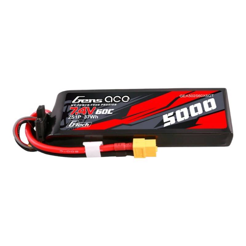 Gens Ace G-Tech 5000 мА·ч, 7,4 В, 60C, 2S1P, литий-полимерный аккумулятор в корпусе из поликарбоната с разъемом XT60