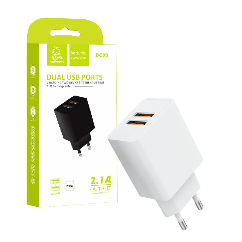 Зарядное устройство Denmen (DC02W) (2xUSB 2.1A) белый