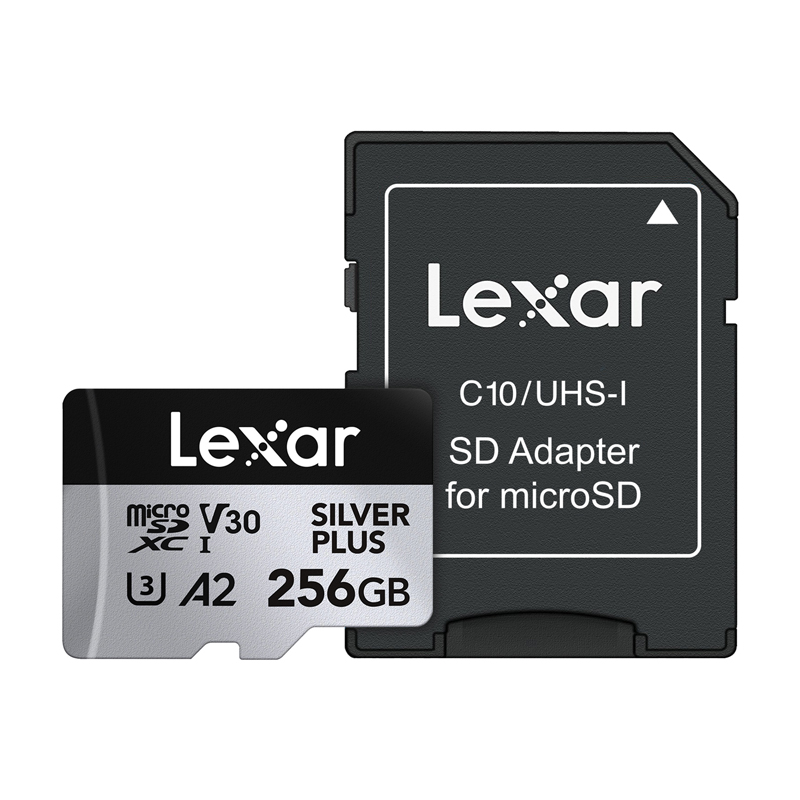 „Lexar High-Performance Silver Plus“ microSDXC atminties kortelė, 256 GB + adapteris
