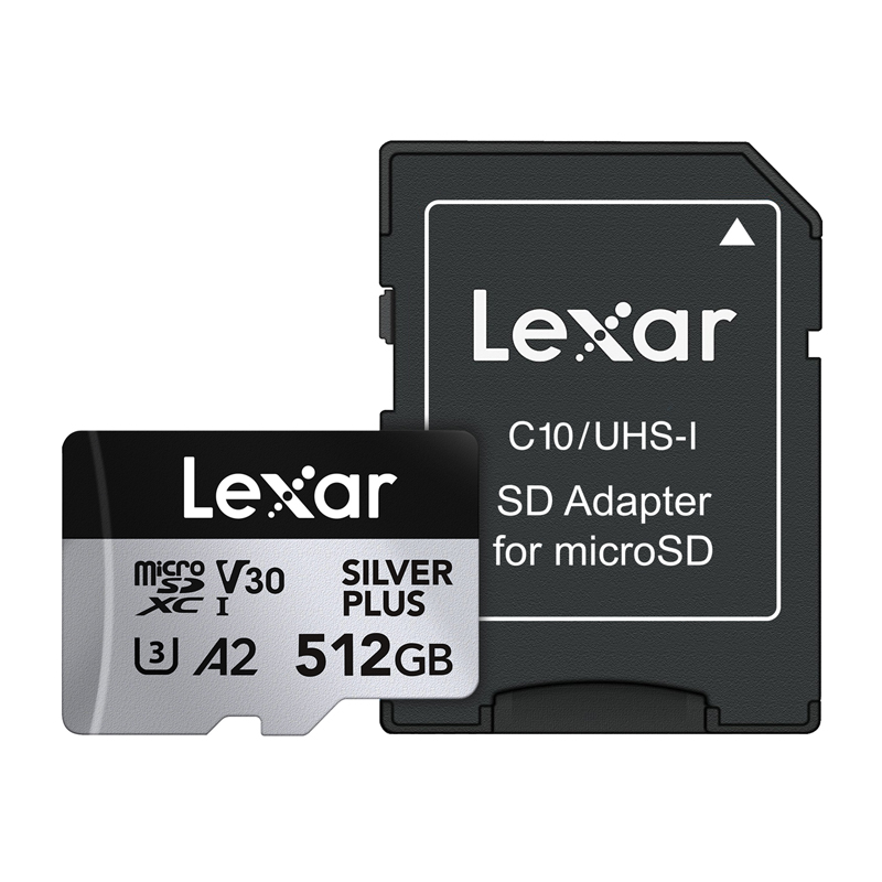 „Lexar High-Performance Silver Plus“ microSDXC atminties kortelė, 512 GB + adapteris