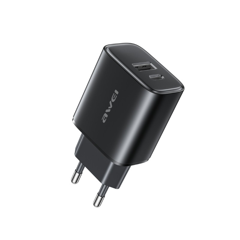 Įkroviklis Awei PD85-EU 22.5W USB-A/USB-C juodas