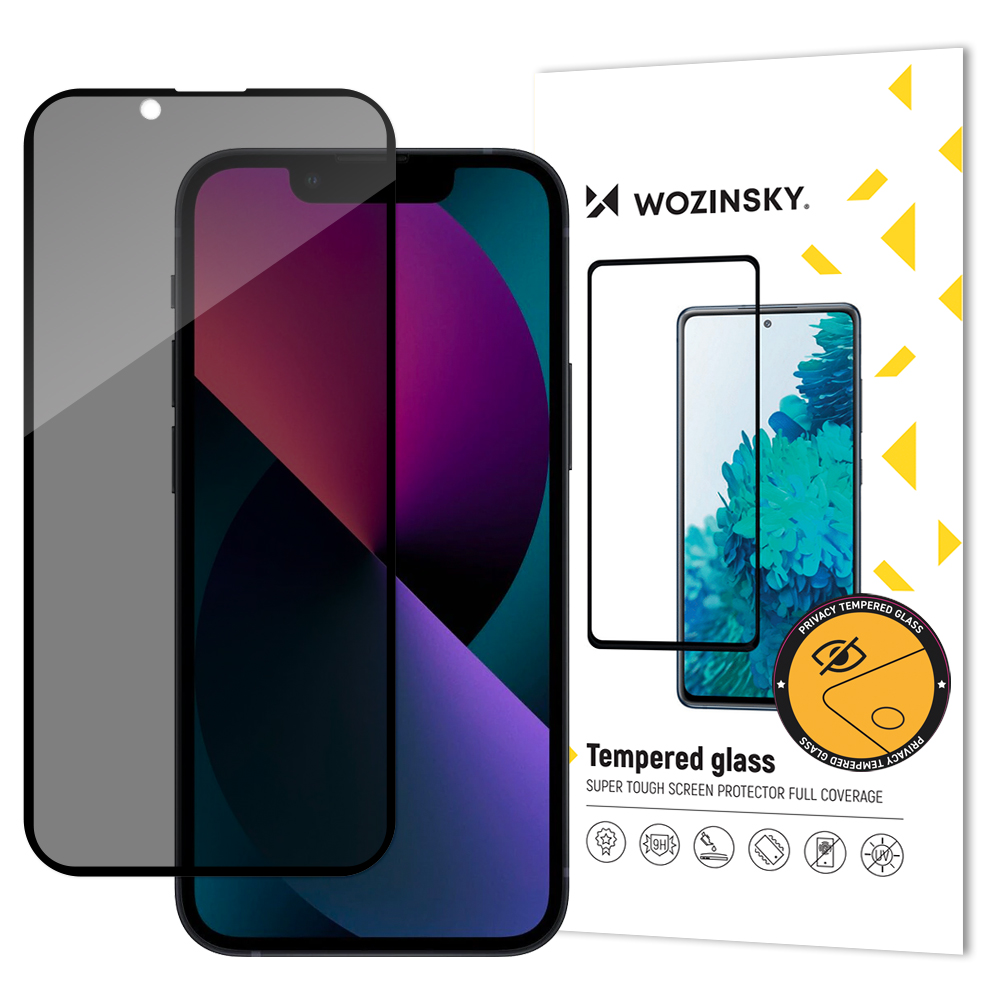 Wozinsky Privacy Glass Anti Spy apsauginis stiklas iPhone 17e / 16e / 14 / 13 / 13 Pro