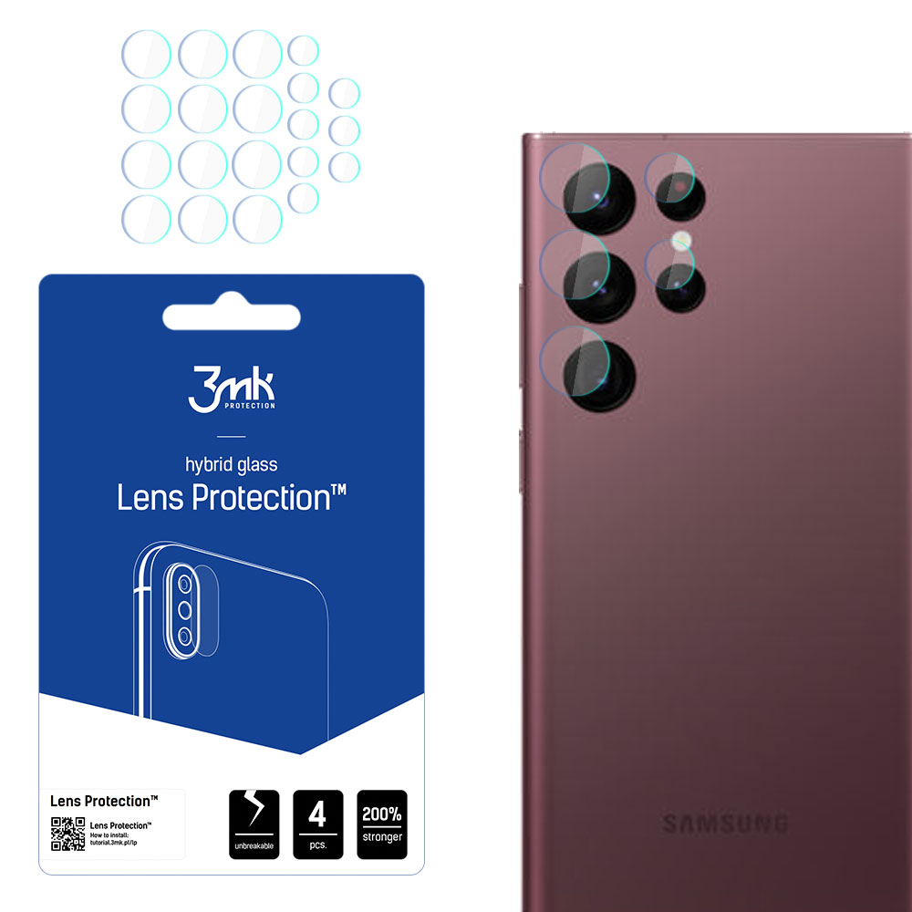 Гибридное стекло камеры 3mk Lens Protection™ для Samsung Galaxy S22 Ultra 5G