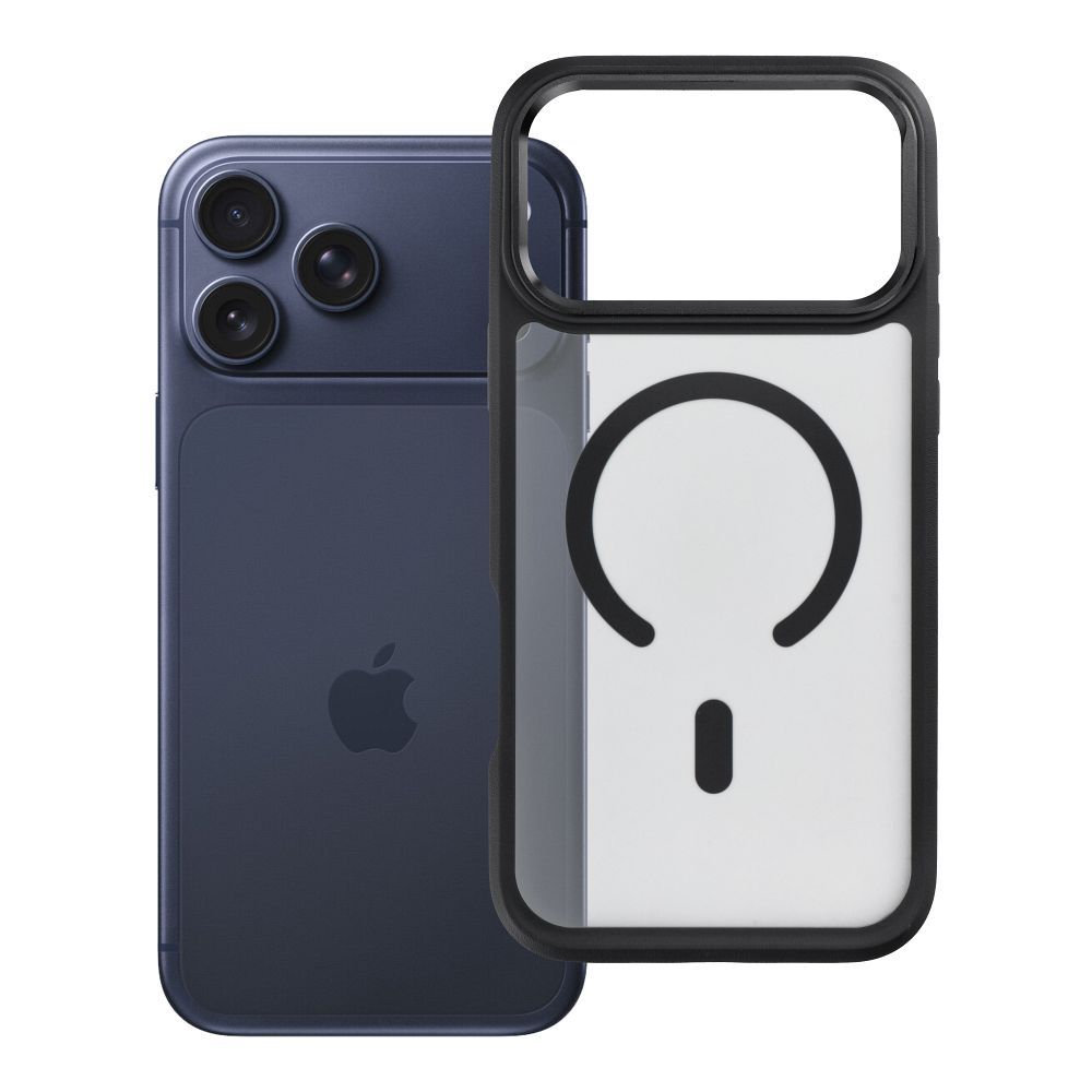 Dėklas iPhone 17 Pro Max / 18 Pro Max (žemas kameros kraštas) Forcell F-Protect Smoke Hybrid Premium suderinamas su MagSafe juodas