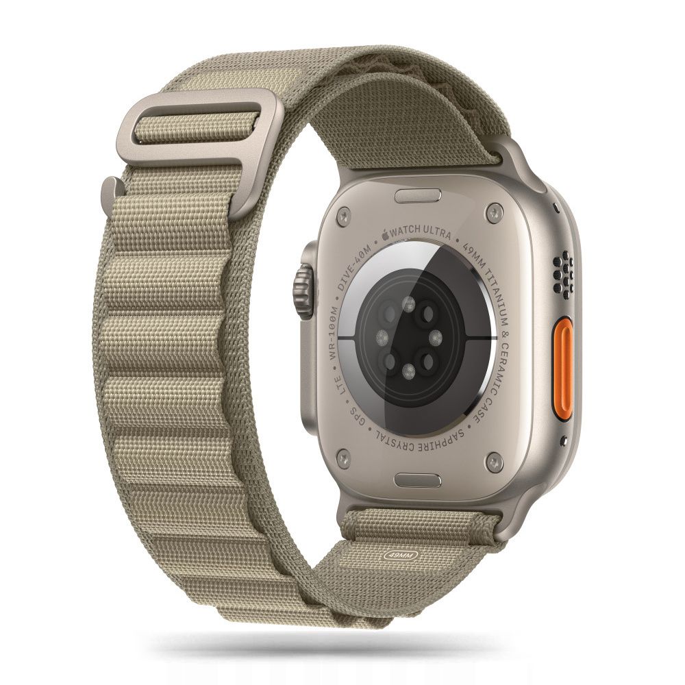Tech-Protect Nylon Pro ремешок для Apple Watch 4 / 5 / 6 / 7 / 8 / 9 / SE / Ultra 1 / 2 (42/44/45/49 mm) - титаново-оливковый