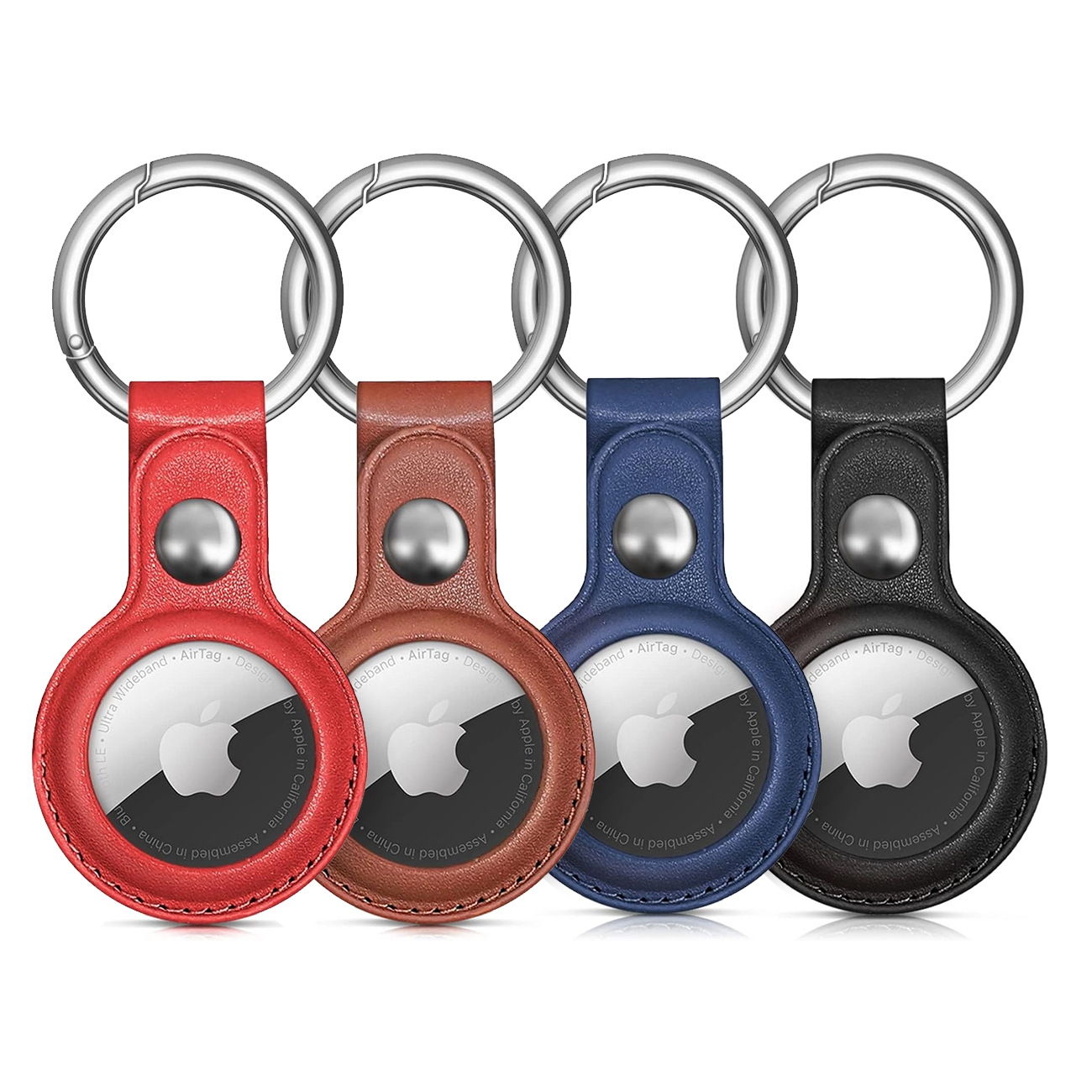 Apple AirTag PU Leather Case - Black, Brown, Red, Blue - 4 pieces