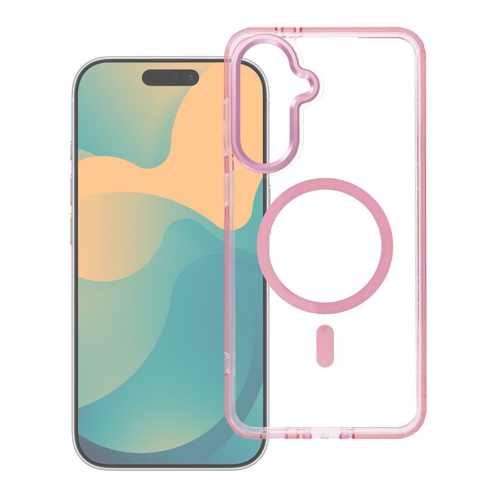 Чехол Samsung S26 ULTRA Frame Clear Hybrid Mag Cover, совместимый с MagSafe, пудрово-розовый