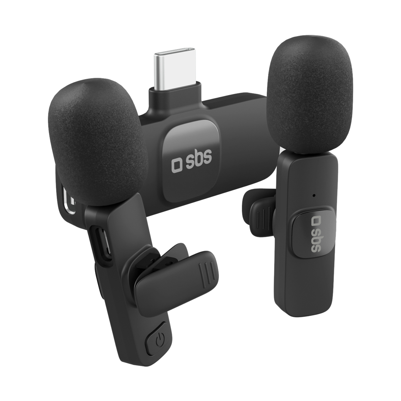 SBS atlapiniai mikrofonai su USB-C imtuvu, 2 vnt. - juodi