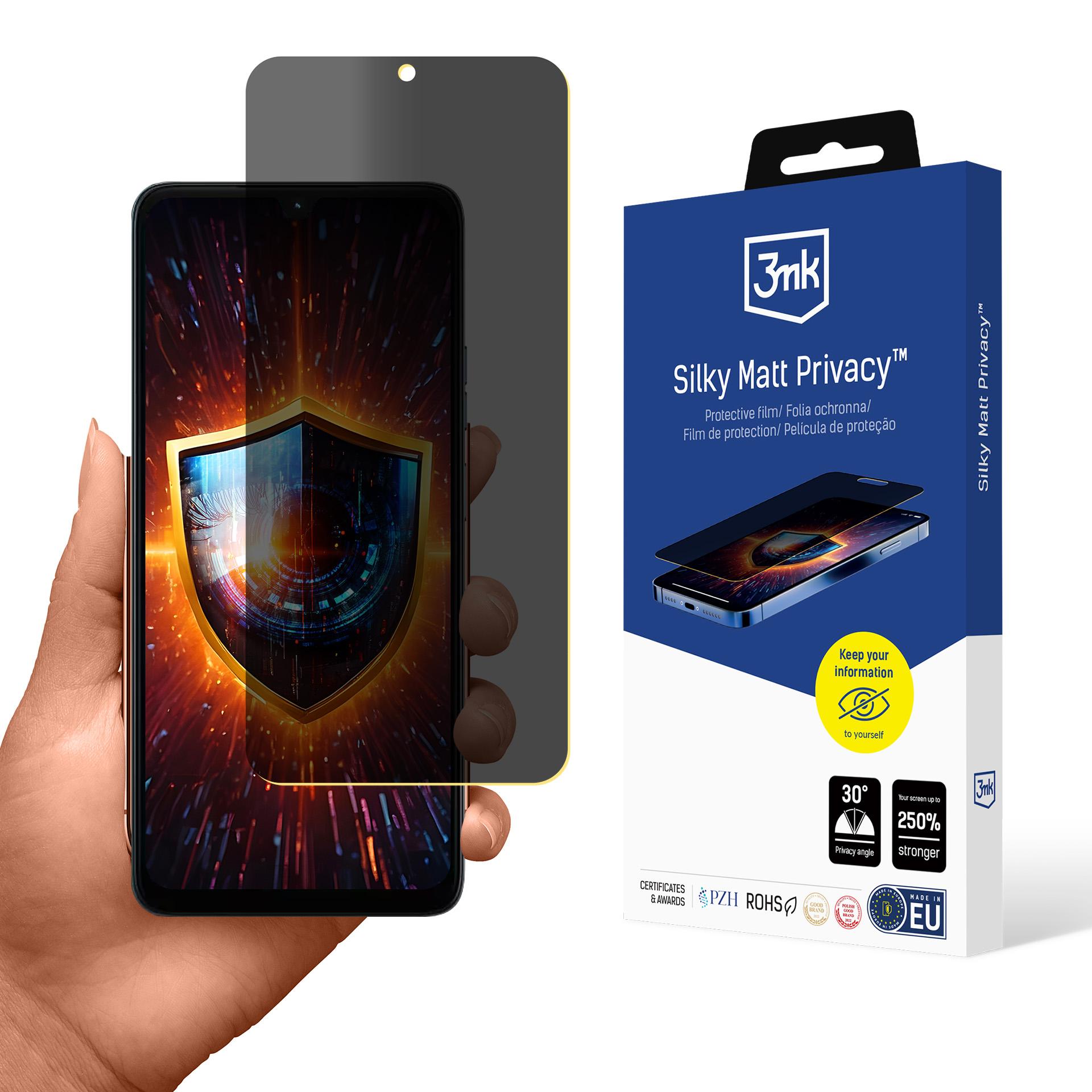 3mk Silky Matt privatumo apsauginis stiklas Motorola Moto G06 / Moto G06 Power telefonui
