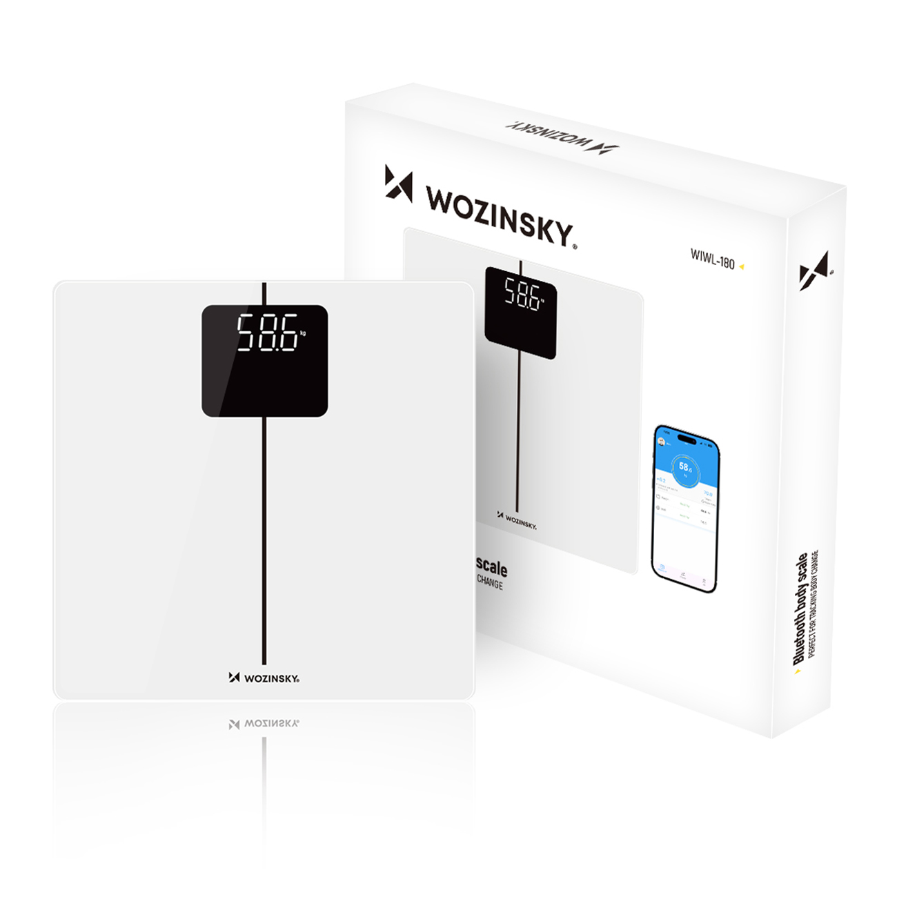 Wozinsky WIWL-180 išmaniosios Bluetooth vonios svarstyklės - baltos