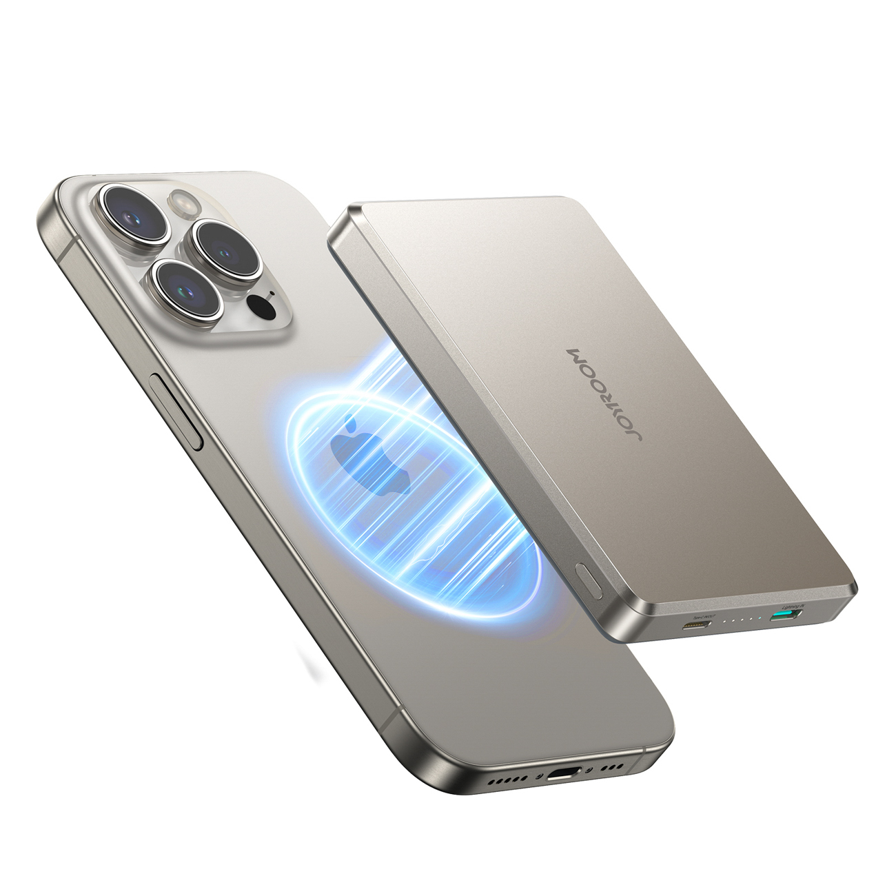 Joyroom JR-PBM08 Pro 22,5 W 10000 mAh išorinė baterija su belaidžiu įkrovimu ir 2 x USB-C – titano spalvos