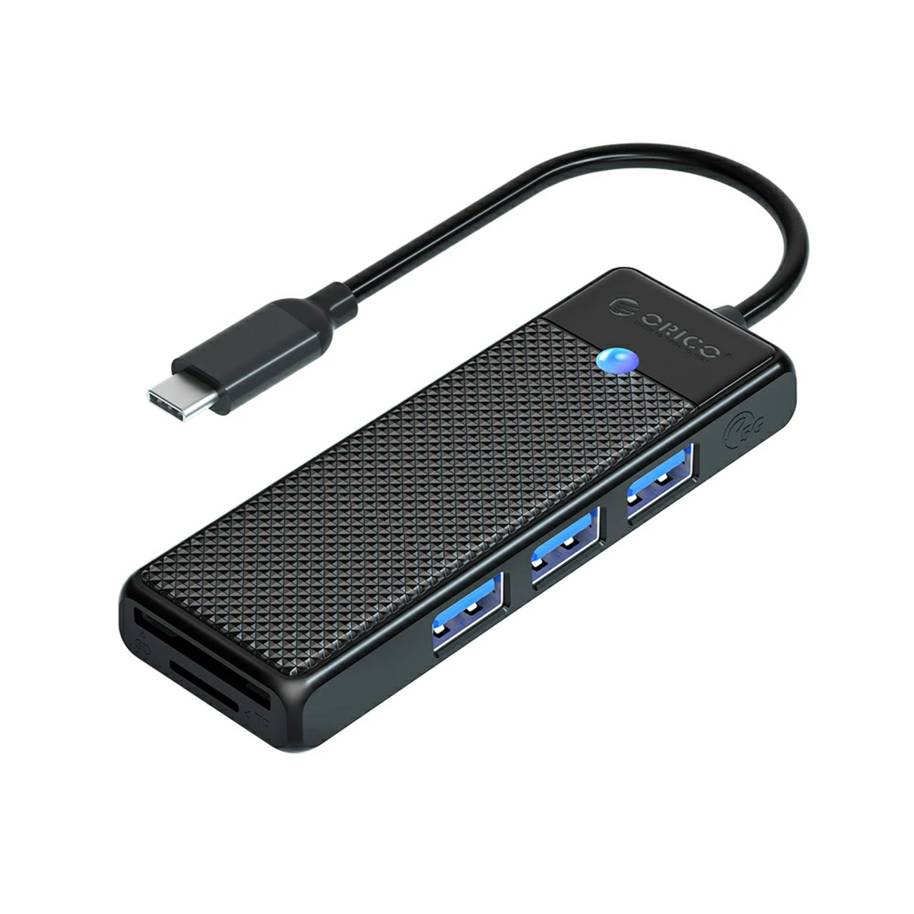 Orico PAPW3AT-C3 USB-хаб 4-портовый 3x USB-A 3.0 с кардридером microSD/SD 0.15 м - черный