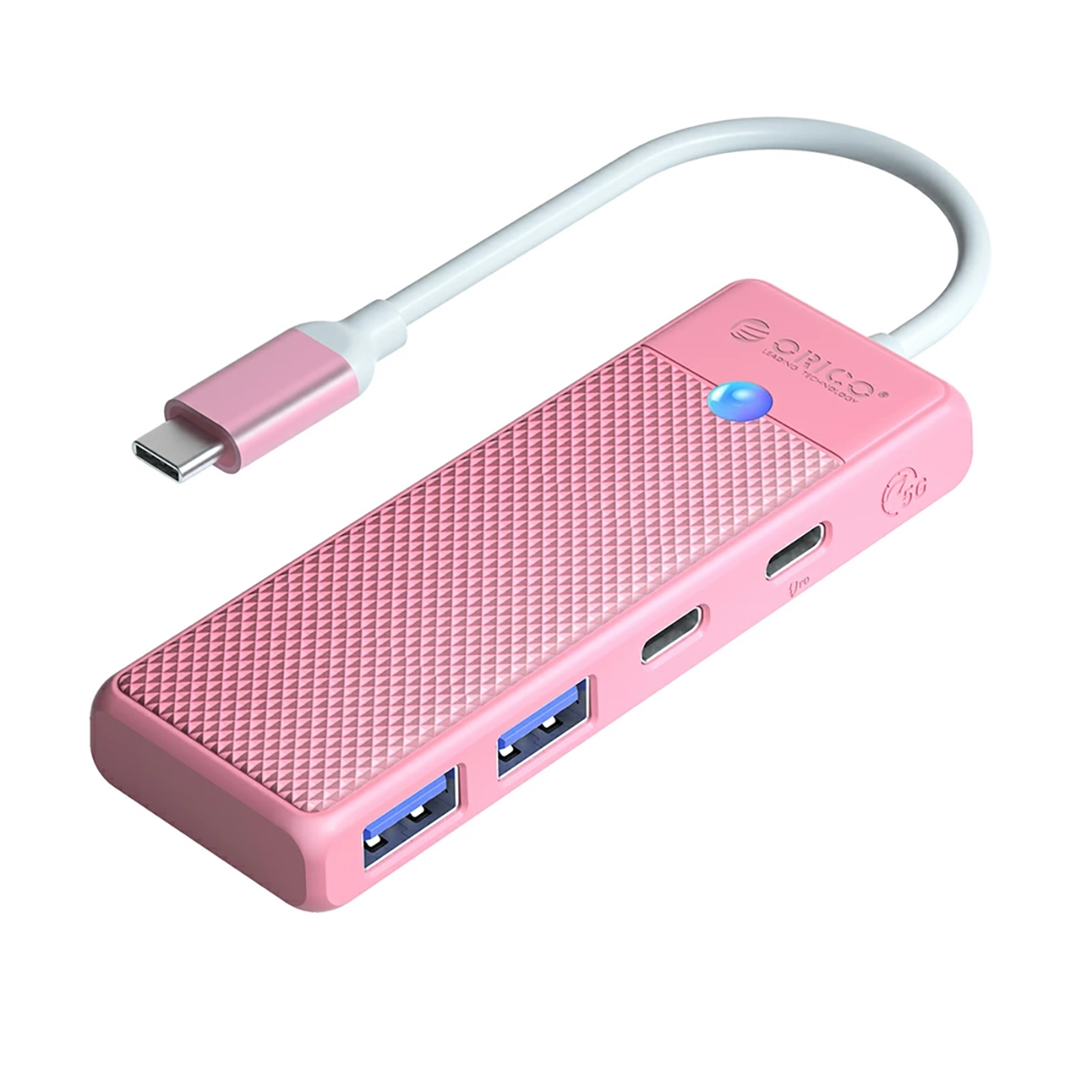 Orico PAPW2AC-C3-C3 USB-хаб 4-портовый 2x USB-A 3.0 1x USB-C 3.0 с зарядкой USB-C PD 100W 0.15м - розовый