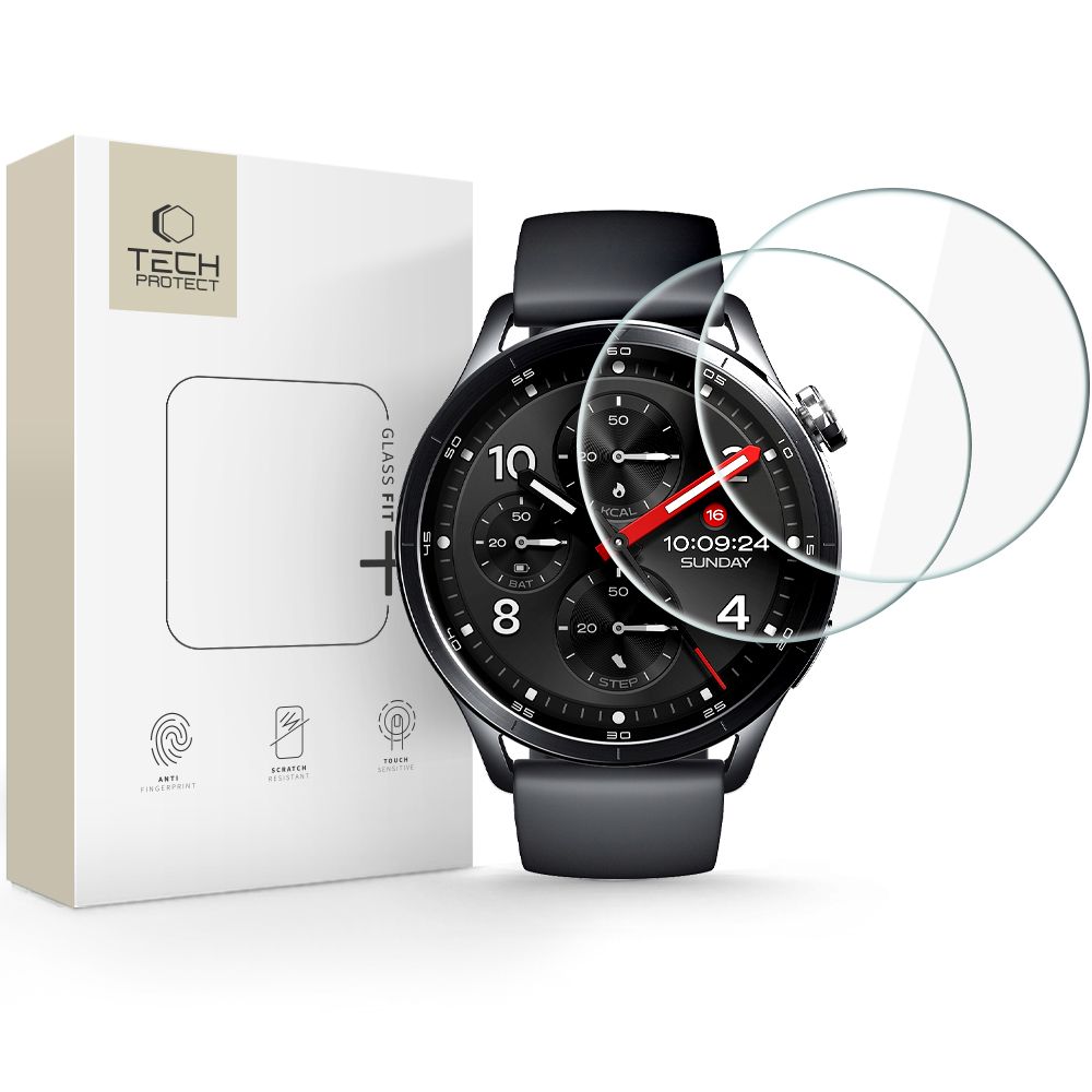 Tech-Protect Glass Fit+ 2 grūdintų stiklų rinkinys, skirtas Xiaomi Watch S5 46 mm