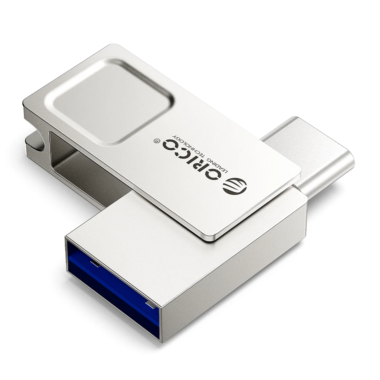 Orico U301 USB atmintinė, 128 GB, USB-A/USB-C, USB 3.2 Gen 1, sidabro spalvos
