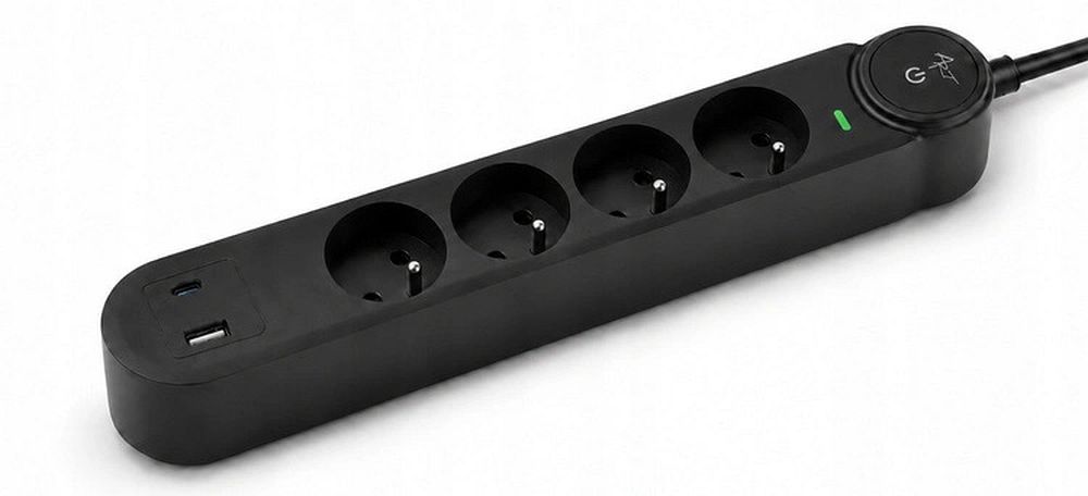 Prailgintuvas 4 lizdai + USB A + USB C Art FU915 3 m juodas