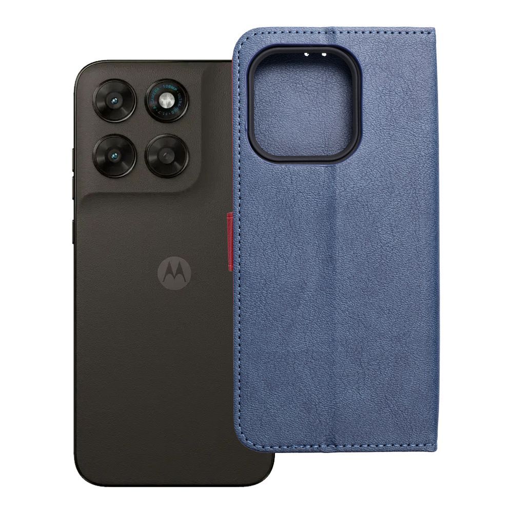 Atverčiamas dėklas Motorola G67 / G77 Split Book, tamsiai mėlynas ir raudonas