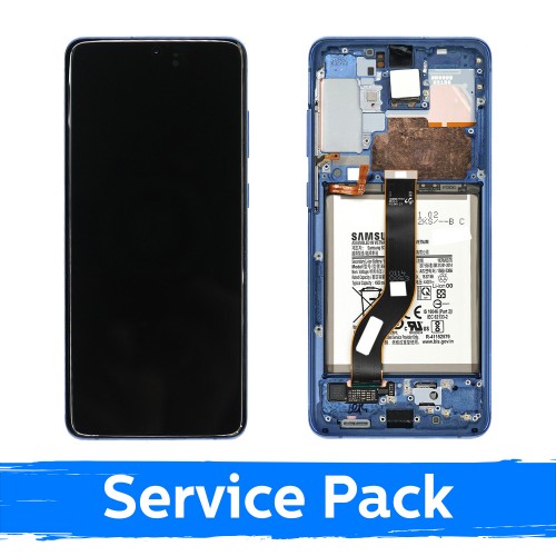 Ekranas skirtas Samsung G985 S20 Plus su rėmeliu / Aura Blue / (Service Pack) +INCLUDING BATTERY