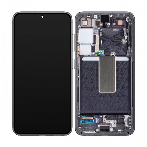 LCD дисплей совместимый с Samsung S911 S23 с рамкой / Черный фантом (Графит) / HQ