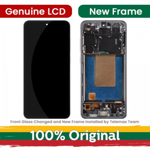 LCD ekranas suderinamas Samsung S721 S24 FE su rėmeliu / Pilkas (Mėlynas / Mėtinis / Geltonas) / (Atnaujintas: Telemax)