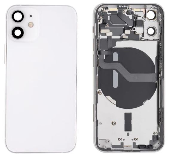 Battery cover iPhone 12 mini White with NFC charging flex, microphone original (used Grade B)