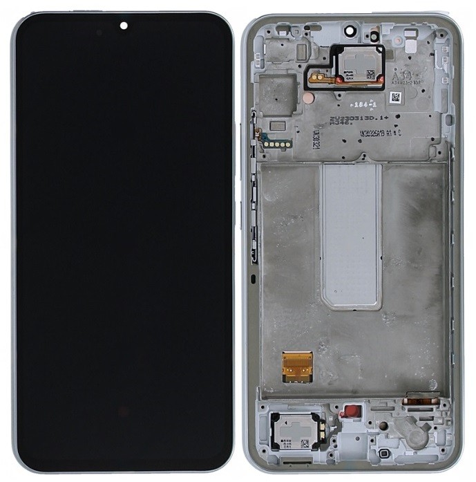 Ekranas Samsung A346 A34 5G 2023 su lietimui jautriu stikliuku ir rėmeliu Silver originalus (used Grade A)