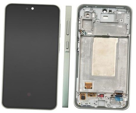 Ekranas Samsung A366 A36 5G su lietimui jautriu stikliuku ir rėmeliu Awesome Lime originalus (service pack)