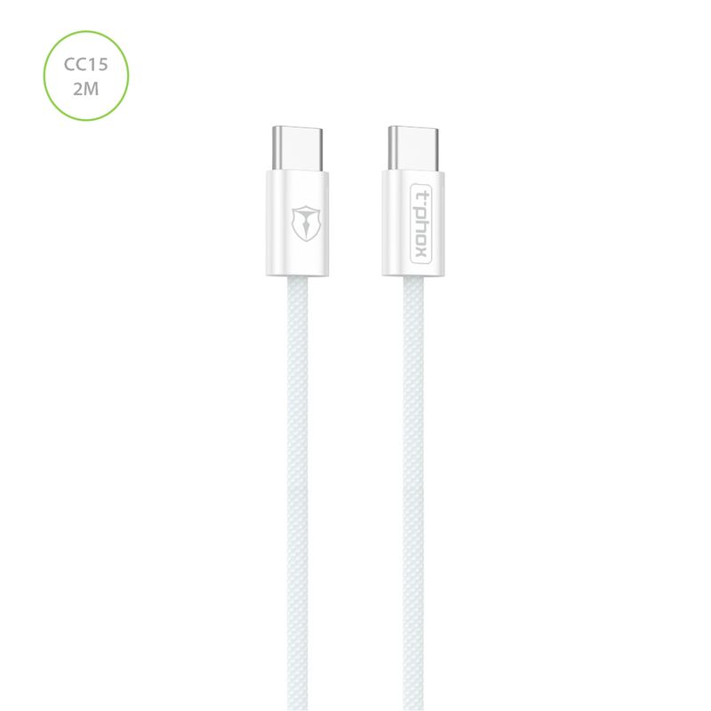 T-PHOX КАБЕЛЬ СЕРИИ CC15 USB-C/USB-C 60W 3A 2M БЕЛЫЙ