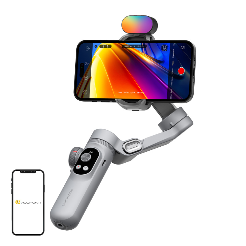 AOCHUAN X Pro stabilizatorius su RGB apšvietimu (pilkas)