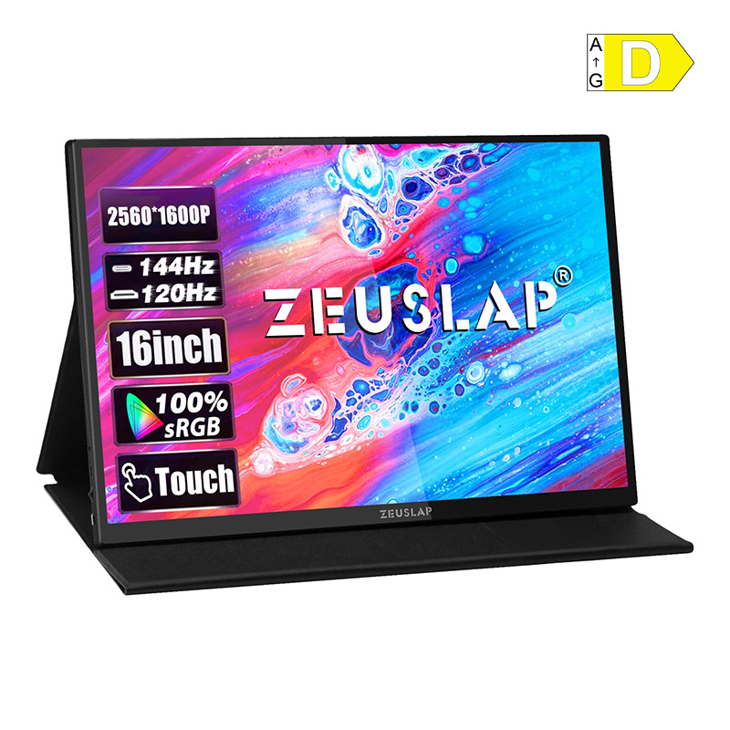 ZEUSLAP P16KT nešiojamas monitorius su 16 colių 144Hz jutikliniu ekranu
