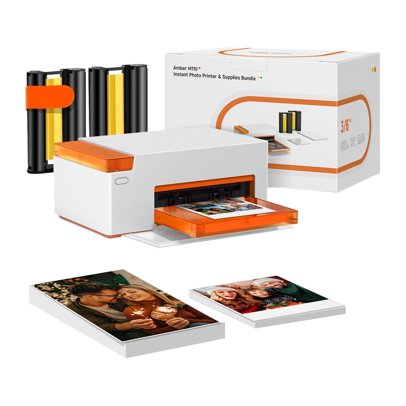 Liene Amber M110 4x6" nešiojamas nuotraukų spausdintuvas su 60 lapų 4x6" fotopopieriaus