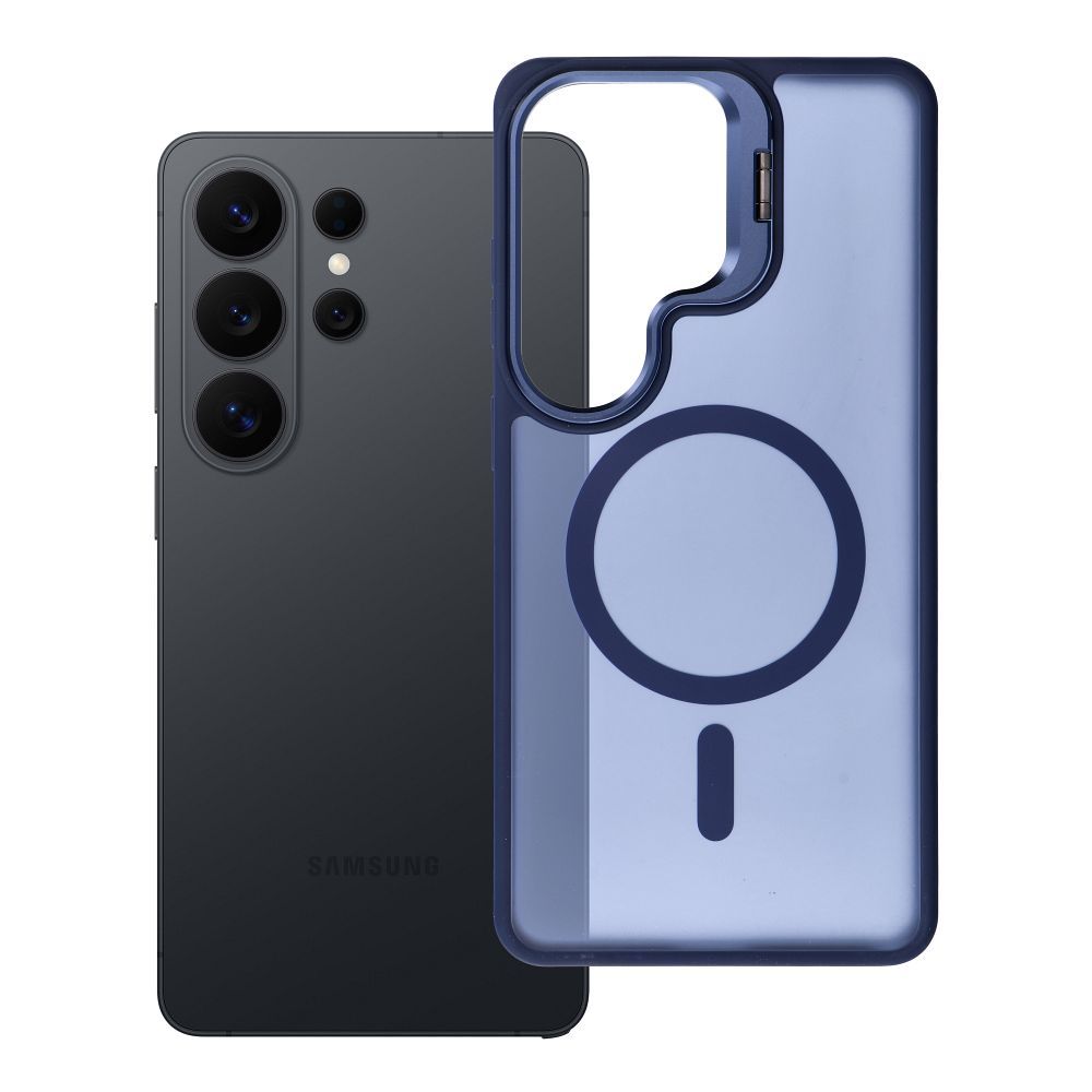 Чехол для Samsung S26 ULTRA Forcell F-Protect Shadow Stand Premium совместимый с MagSafe темно-синий