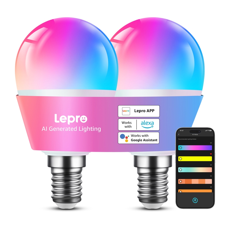 LEPRO BP1-2 E14 LED lemputė su Bluetooth ir Wi-Fi, 470 lm, 2 vnt.