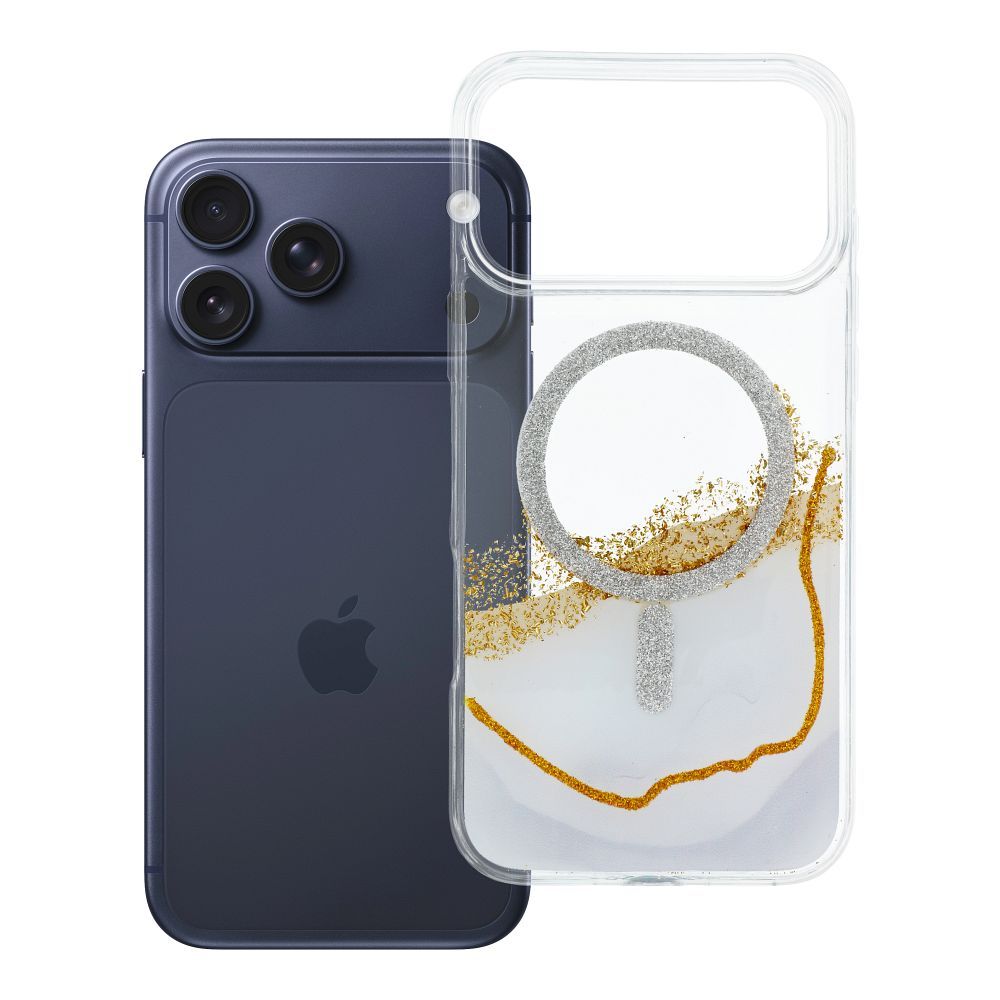 Чехол для iPhone 17 Pro Max / 18 Pro Max (низкий край камеры) Golden совместимый с MagSafe белый