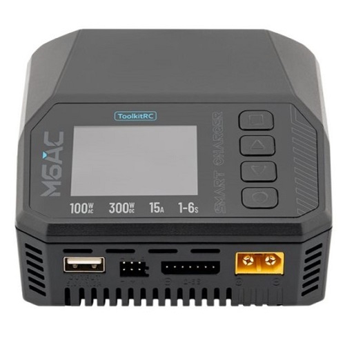 ToolkitRC M6AC išmanusis balansinis akumuliatorių įkroviklis, 100 W AC / 300 W DC