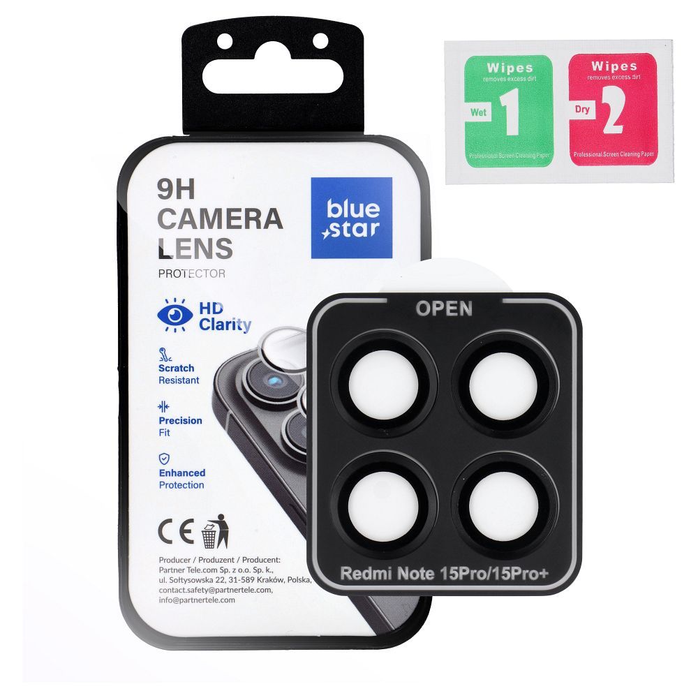 Tempered Glass Camera Lens Protector for Xiaomi Redmi NOTE 15 PRO PLUS 5G Blue Star Easy Install black