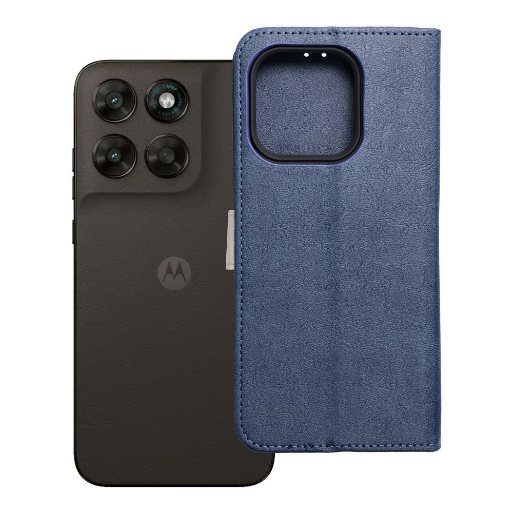 Atverčiamas dėklas Motorola G67 / G77 Split Book, tamsiai mėlynas ir kreminis