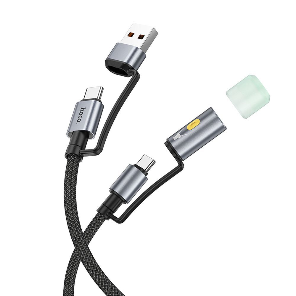 Laidas All-in-one USB A / USB C į USB C / LED Light Hoco 3A 60W 1,2 m U138 juodas