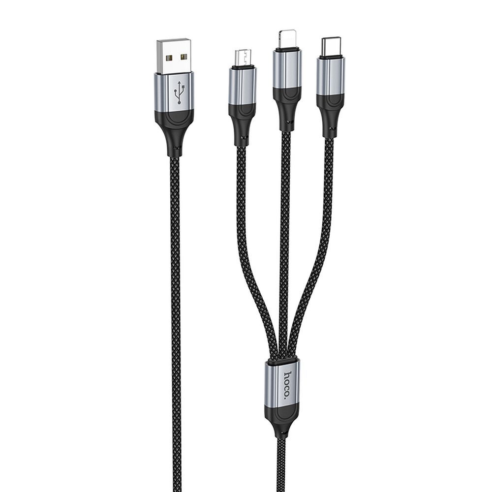 USB cable Hoco (X102) 3in1 lightning+microUSB+USB-C black 1m
