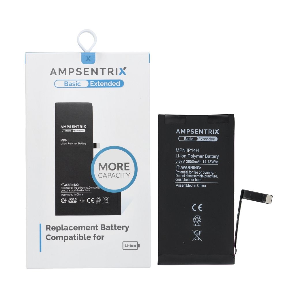 AmpSentrix Basic baterija iPhone 14 (didelė talpa 3650 mAh)