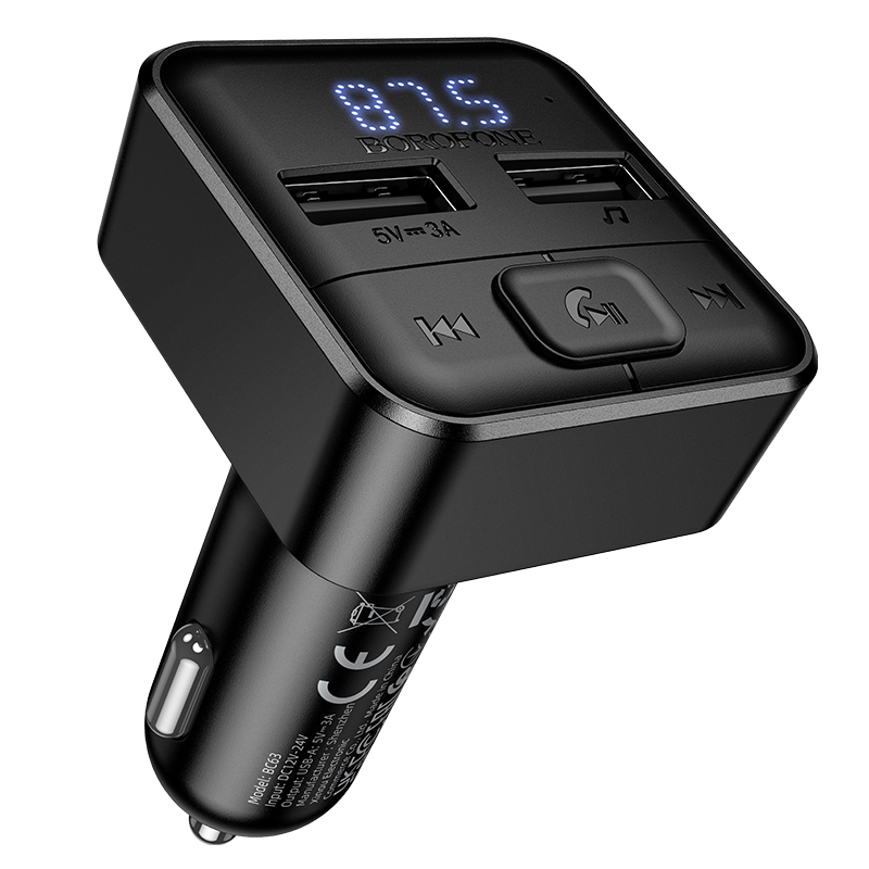 Borofone siųstuvas FM BC63 Selecto MP3, Bluetooth - 2xUSB - juodas
