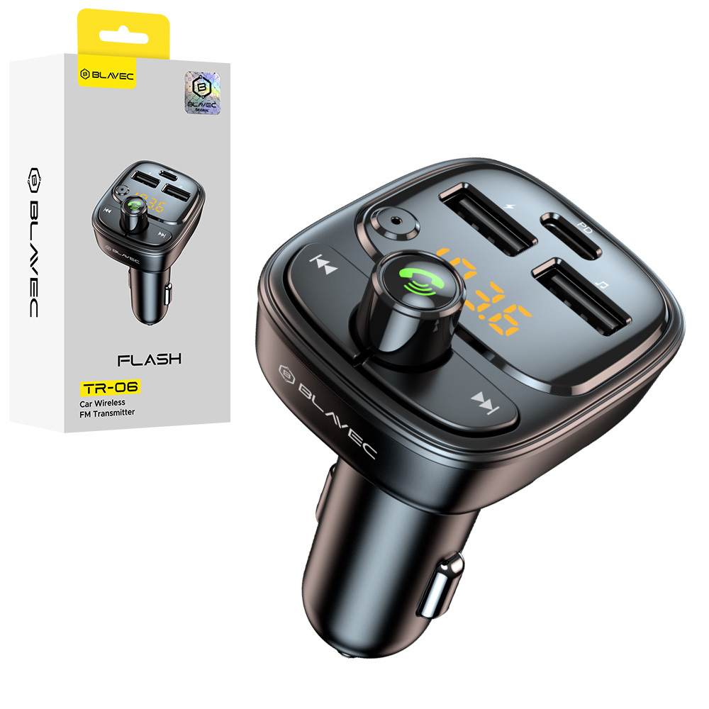 Blavec FM siųstuvas Flash TR-06 MP3, Bluetooth - 2xUSB + Type C - PD 30W (TFMFTR06-B) juodas